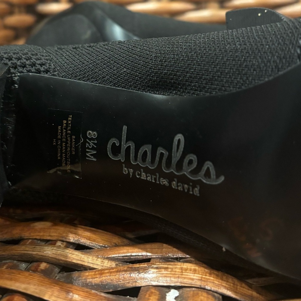 Charles By Charles David black mesh banker bootie heels shoe size 8.5. - Picture 7 of 16